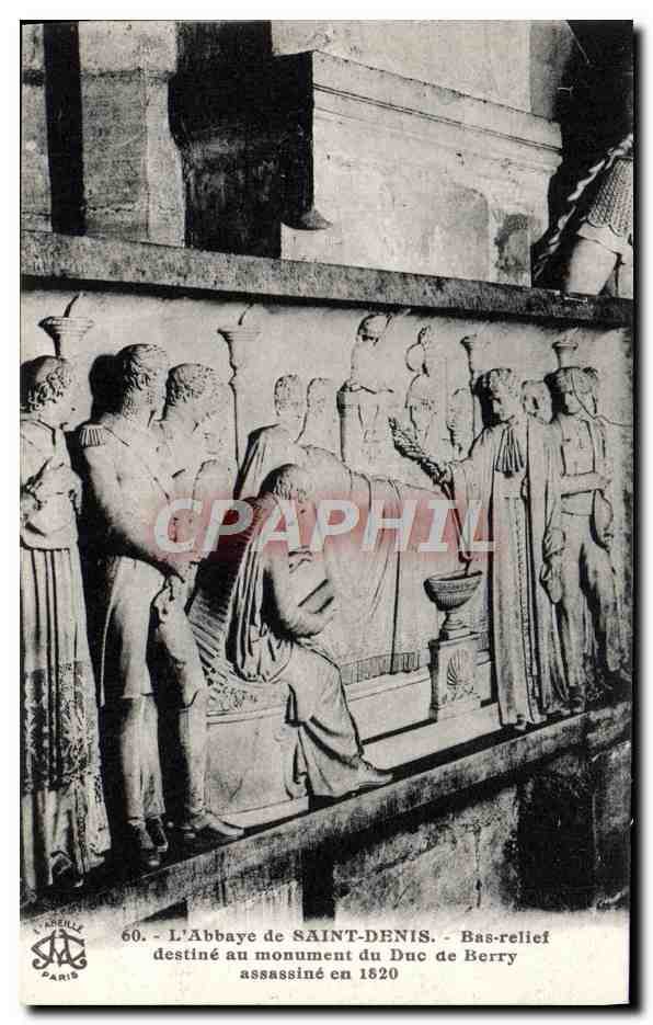 L'Abbaye de Saint-Denis — Bas-relief du monument du Duc de Berry assassiné en 1820 — Phototypie l'Abreille, Paris, n°60