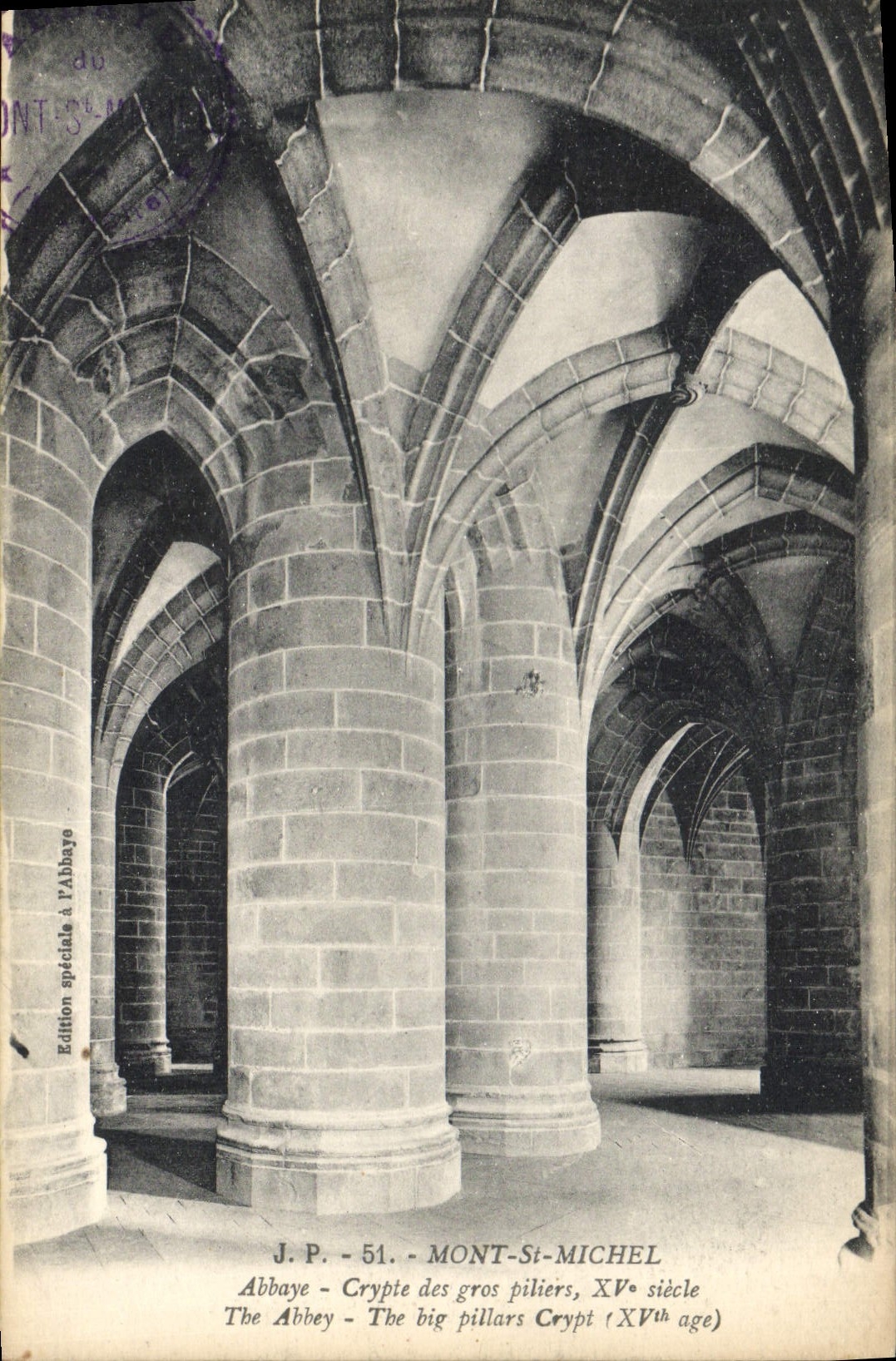 CPA Mont St Michel Abbaye Crypte Des Gros Piliers
