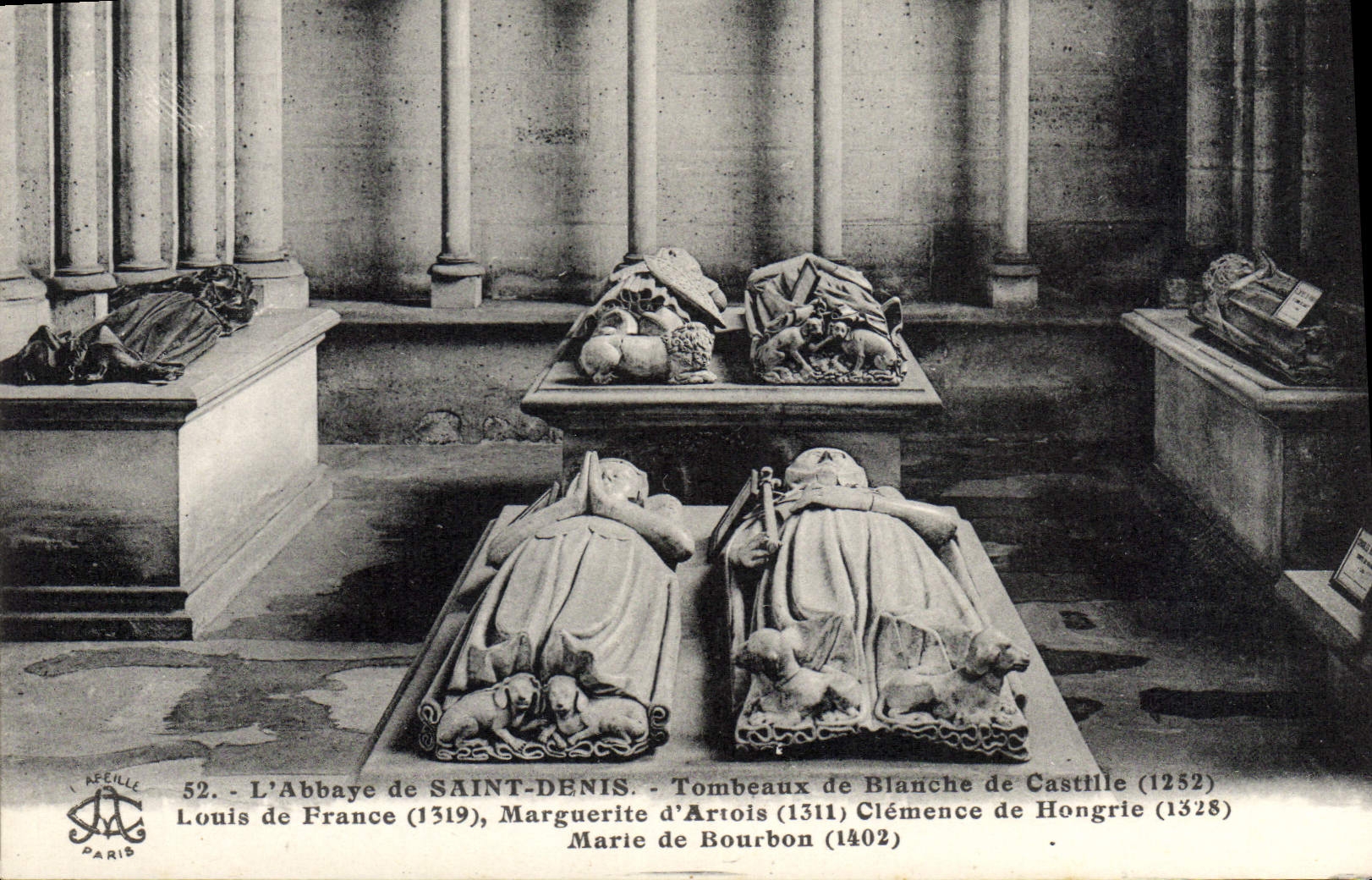 L'Abbaye de SAINT-DENIS — Tombeaux de Blanche de Castille (1252), Louis de France (1319), Marguerite d'Artois (1311), Clémence de Hongrie (1328) — I. AFEILLE PARIS
