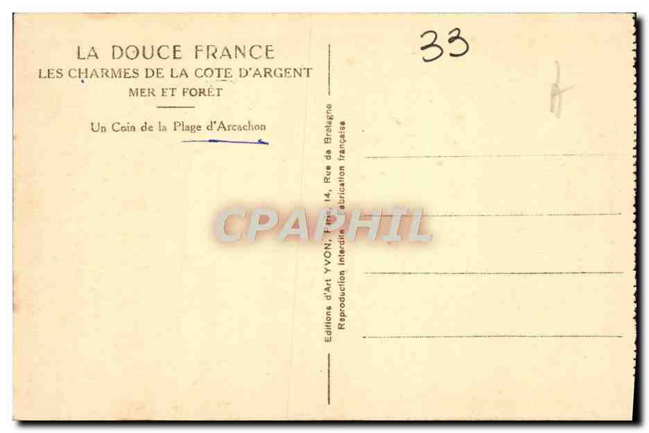 CPA Les Charmes De La Cote D'Argent Mer Et Foret Un Coin De La Plage D'Arcachon — Rückseite