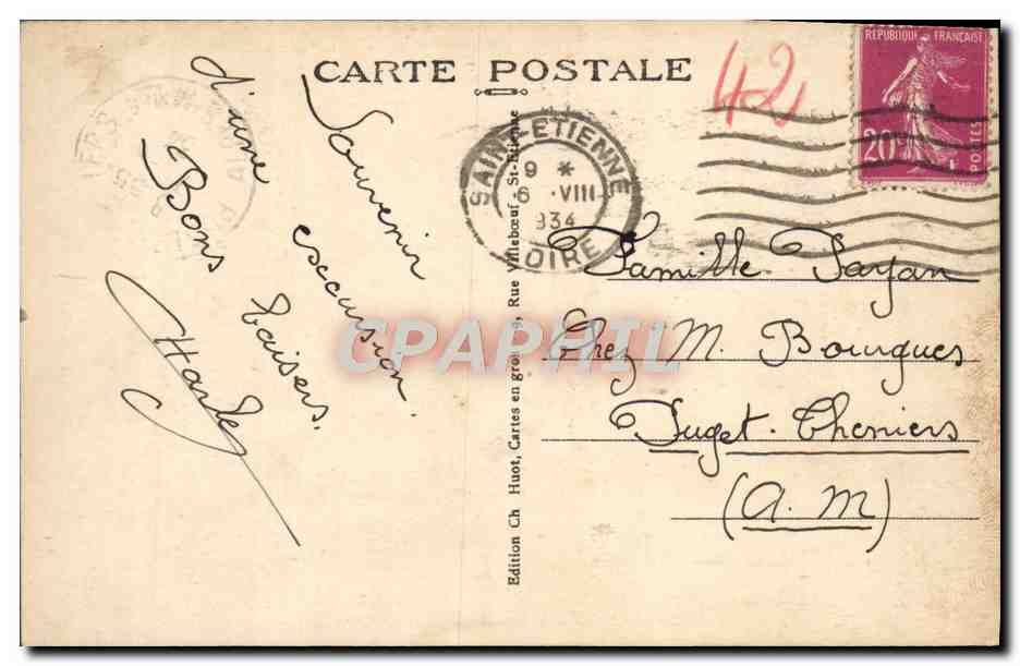 CPA Saint Etienne Vue Generale Prise De l'Ecole De Dessin — Rückseite