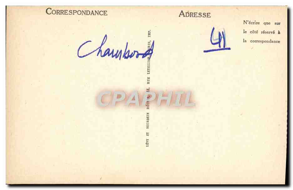 CPA Chambord Au Bord Du Cosson Le chateau — Verso