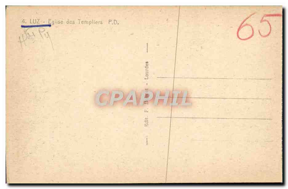Luz - Église des Templiers — Éditeur F. Duret - Lourdes, n°4 — Reverso