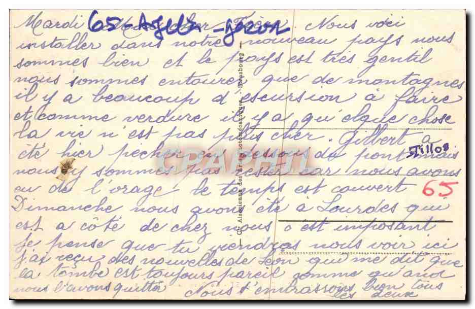 Argelès-Gazost — Le Gave au Pont Tillos — éditeur P.L. n°59 — Reverso