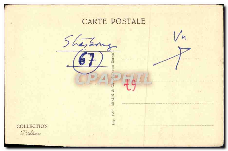 CPA Strasbourg Maison Notre Dame Statue De La Synagogue et l'eglise — Verso