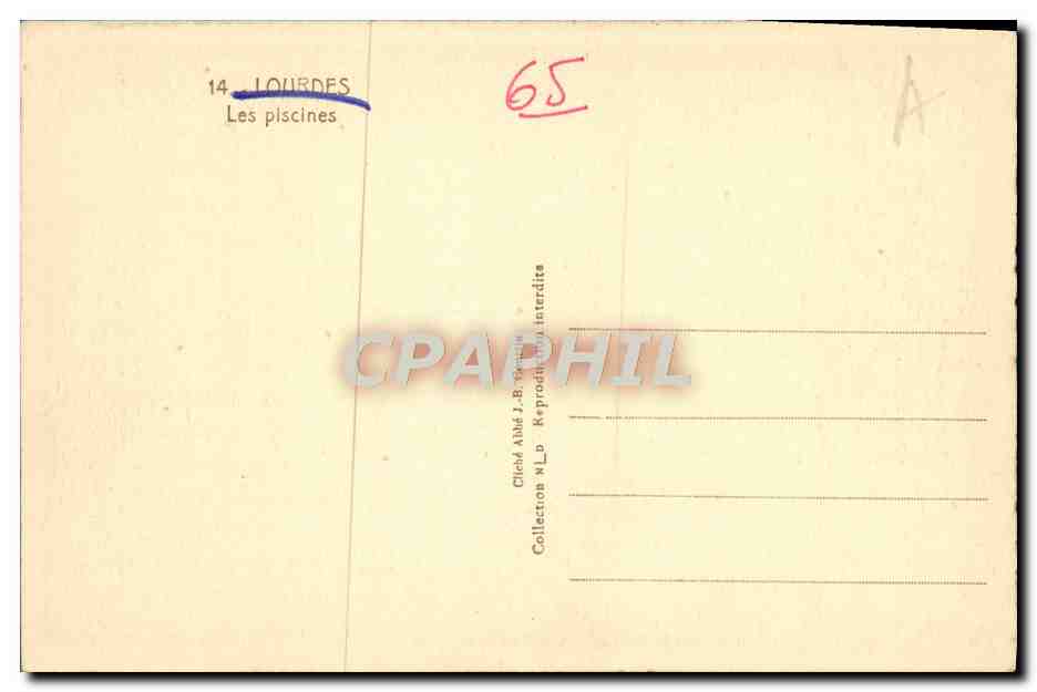 CPA Lourdes Les Piscines — Verso