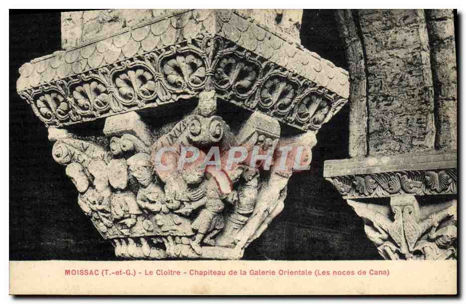 Moissac (T.-et-G.) - Le Cloître - Chapiteau de la Galerie Orientale (Les noces de Cana)