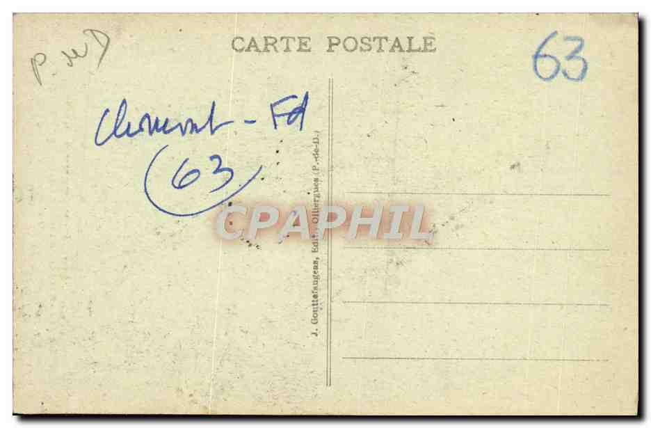 Clermont-Ferrand — Horloge du XVIe siècle à l'intérieur de la cathédrale — G. D'O. n° 372 — Verso