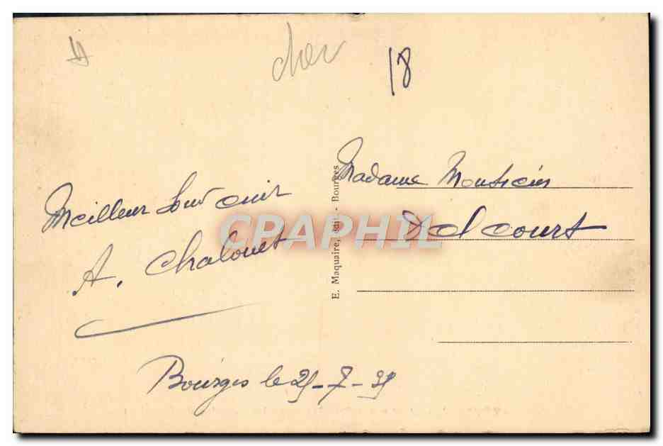CPA Bourges Jardin Des Pres Fichaux La fontaine du Dieu Pan — Verso
