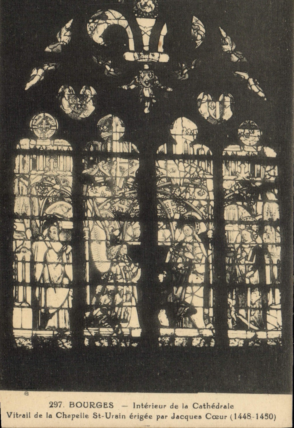 Bourges — Intérieur de la Cathédrale — Vitrail de la Chapelle St-Ursin érigée par Jacques Coeur (1448-1450)