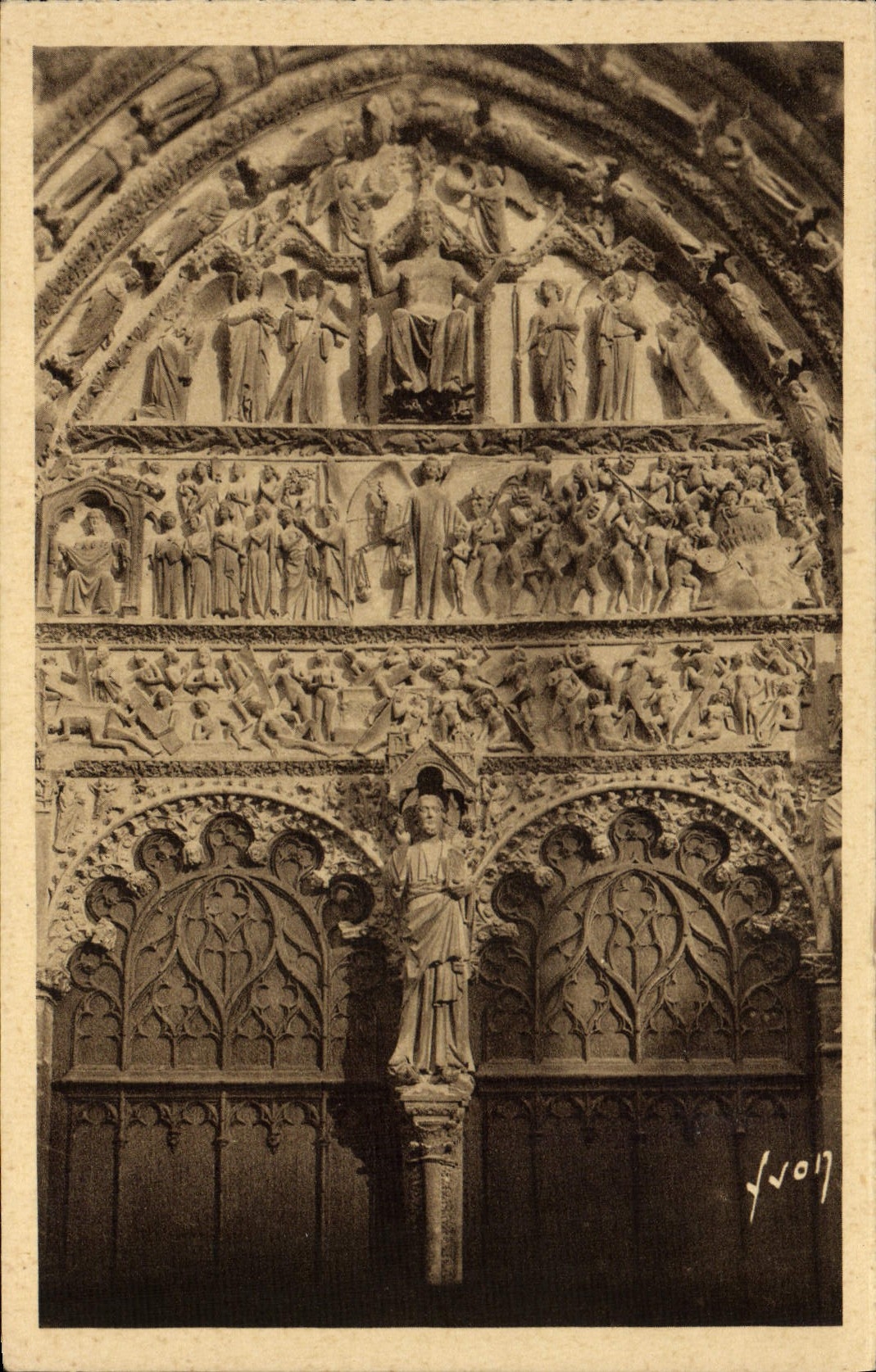 CPA Bourges Portail Cental de la Cathedrale Le jugement dernier