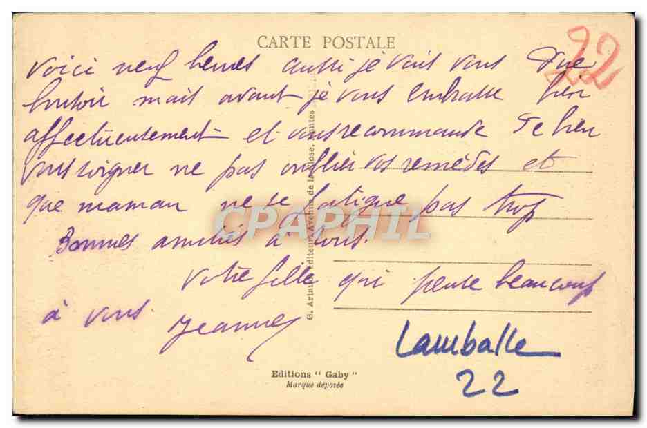 CPA LAMBALLE Interieur de l'Eglise Notre Dame — Rückseite