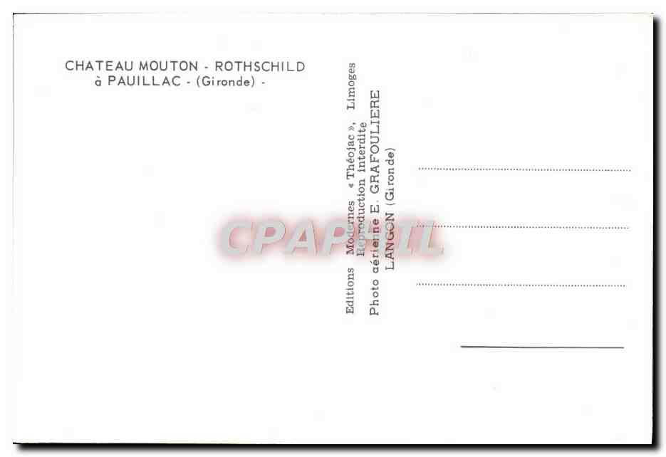 CPM Pauillac Chateau Mouton Rothschild a Pauillac — Back