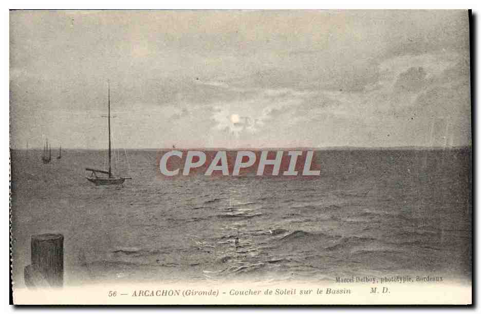 Arcachon (Gironde) — Coucher de Soleil sur le Bassin — Marcel Delboy, phototype, Bordeaux