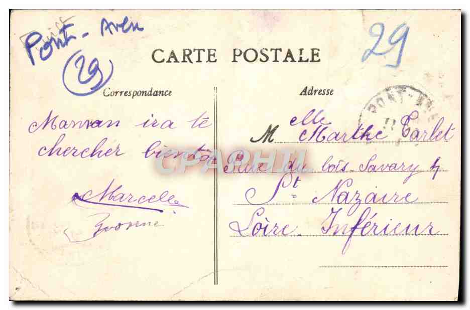 CPA Pont Aven Detail du Clocher — Rückseite