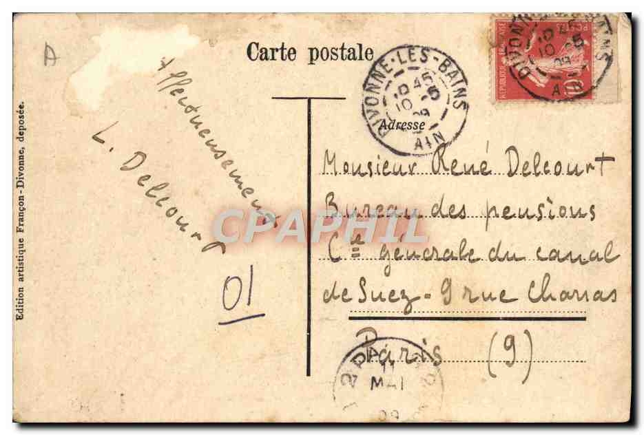 Divonne-les-Bains — Source Vidard et Établissement Hydrothérapique — Édition artistique Fraçon-Divonne — Verso
