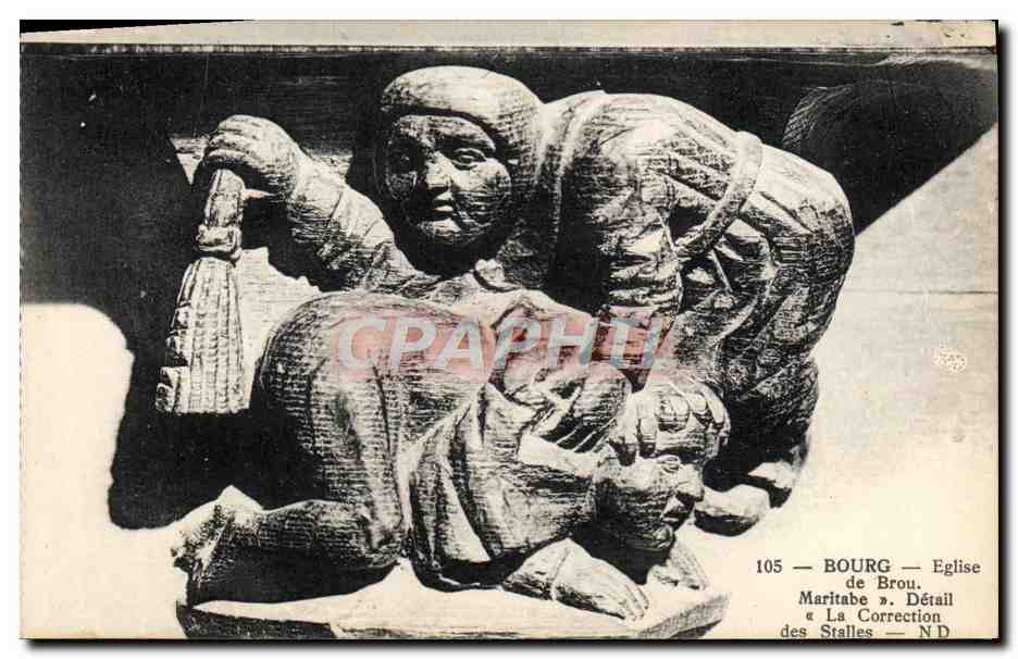 CPA Bourg Eglise de Brou Maritabe Detail la Correction des Stalles