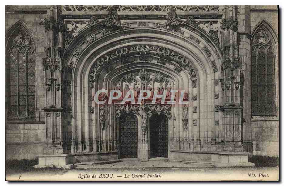 CPA Bourg Eglise de Brou Le Grand Portail