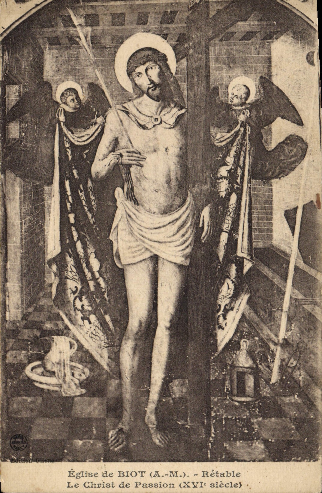 CPA Eglise de Biot Retable Le Christ de Passion