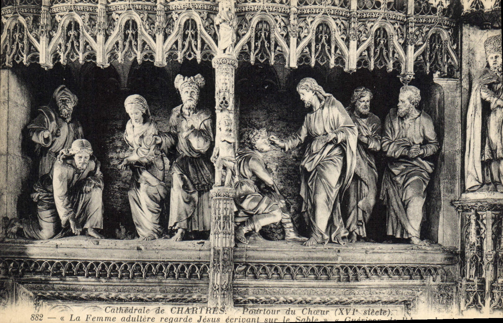 CPA Chartres Pourtour Du Choeur La femme adultere regarde Jesus ecrivant sur le sable