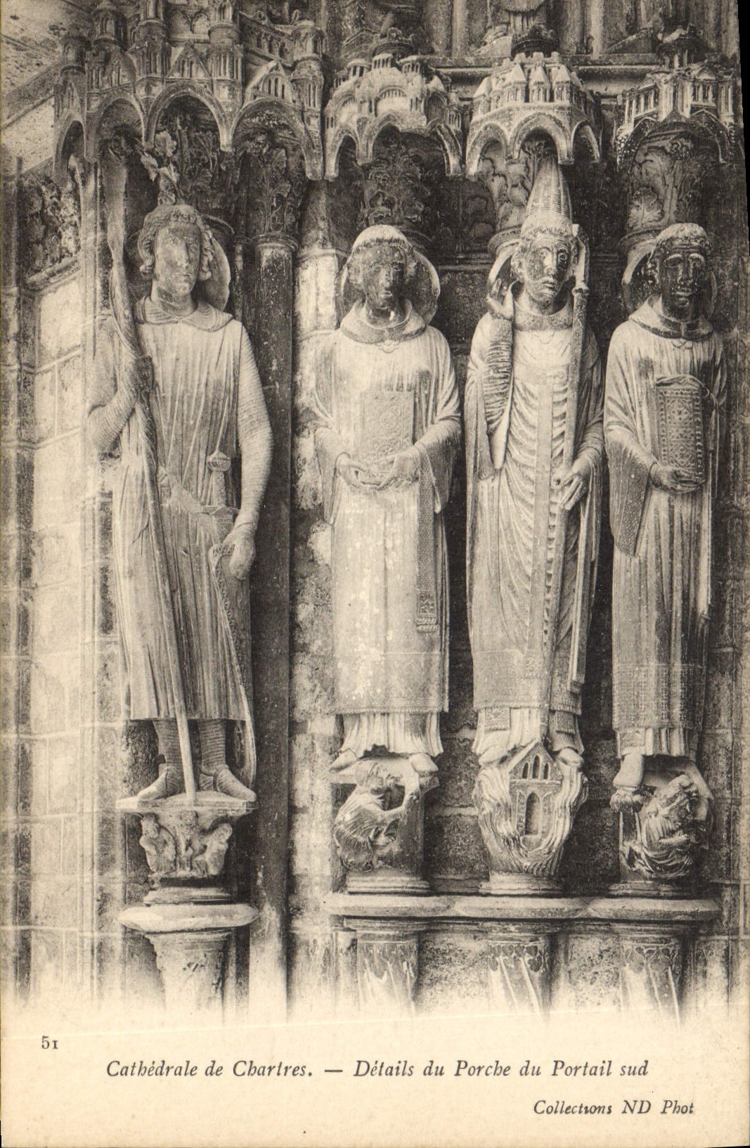 CPA Chartres Details Du Porche Du Portail Sud