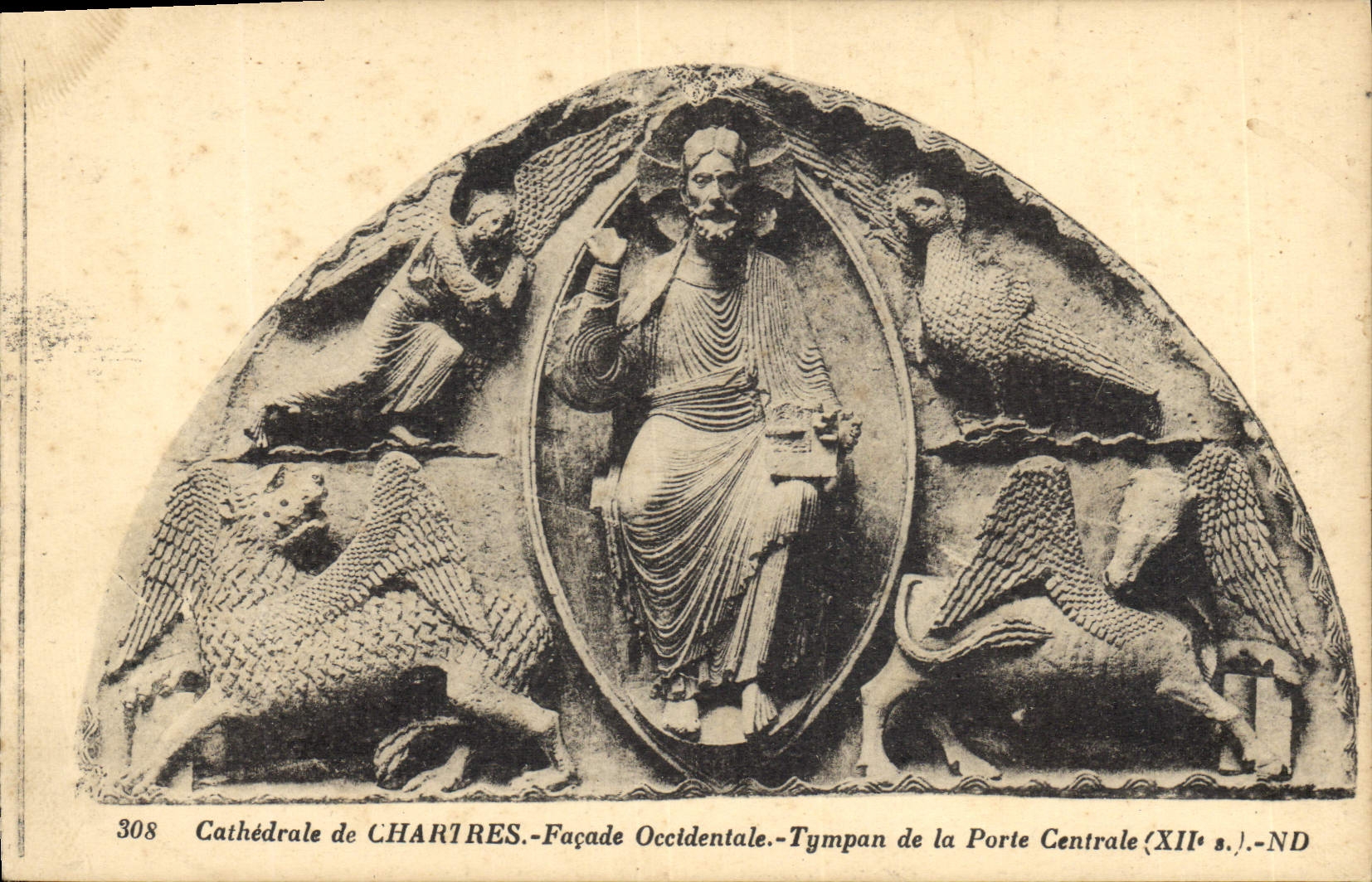 CPA Chartres Facade Occidentale Tympan De La Porte centrale