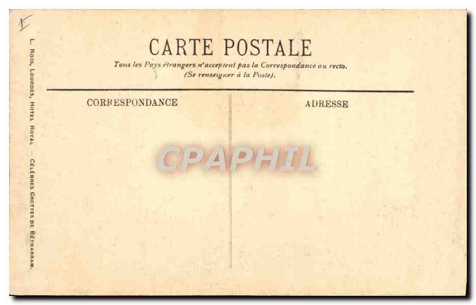 CPA Lourdes La Grotte — Verso