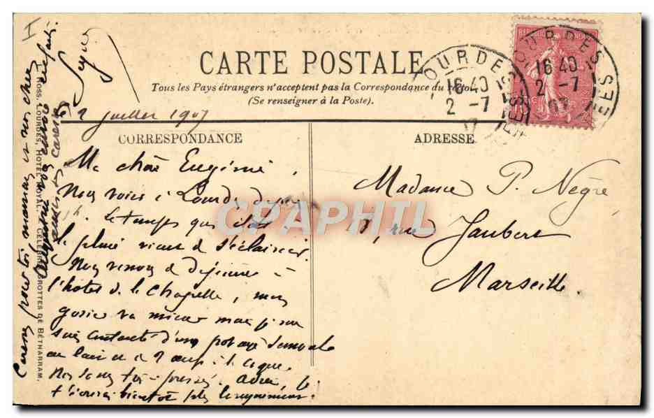 CPA Lourdes La Basilique Et Le Calvaire — Verso