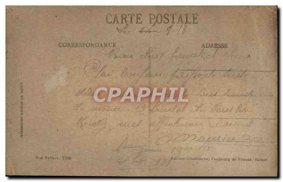 CPA Belfort La Prefecture Et La Boulevard Carnot — Verso