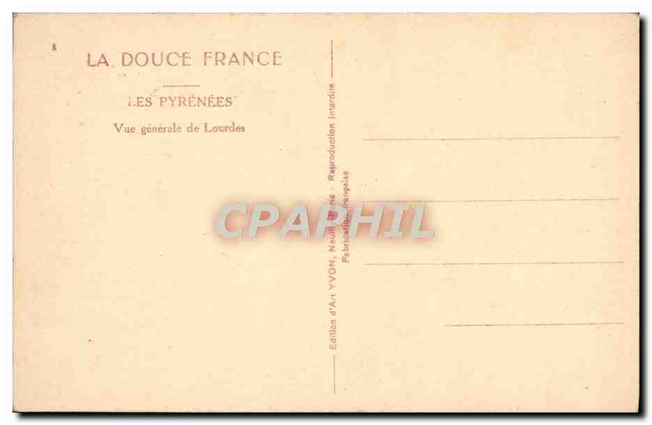 CPA Les Pyrenees Vue Generale De Lourdes — Verso