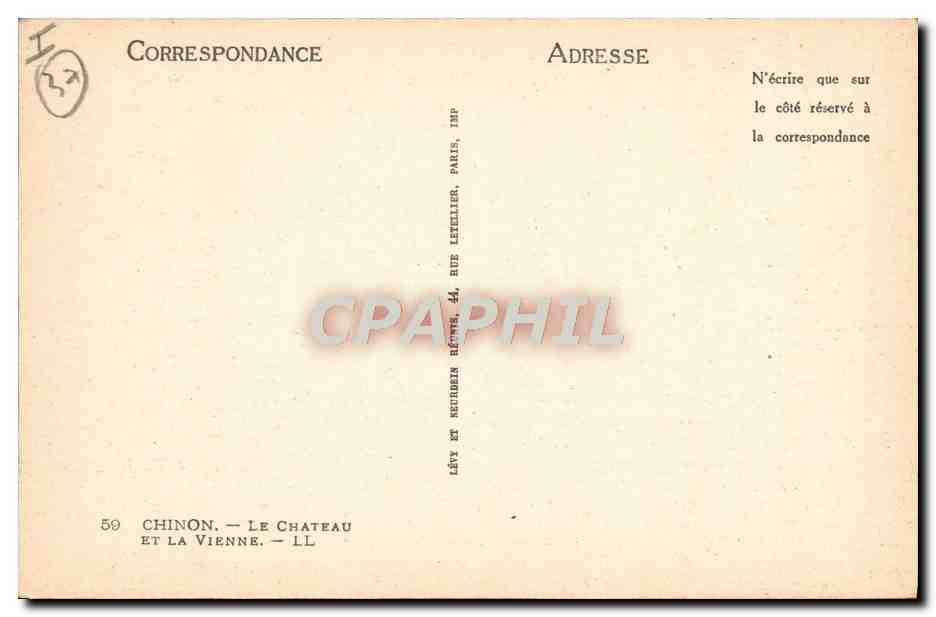 CPA Chinon Le Chateau Et La Vienne — Rückseite