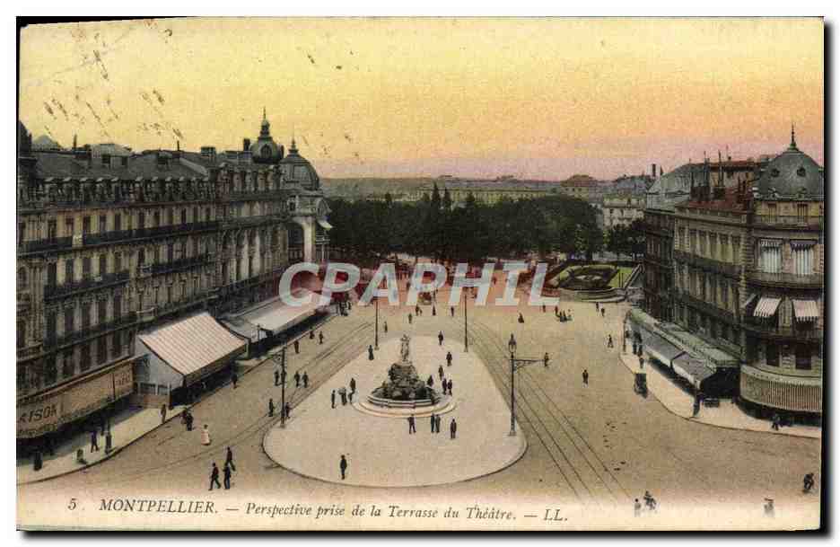 CPA Montpellier Perspective Prise De La Terrasse Du Theatre