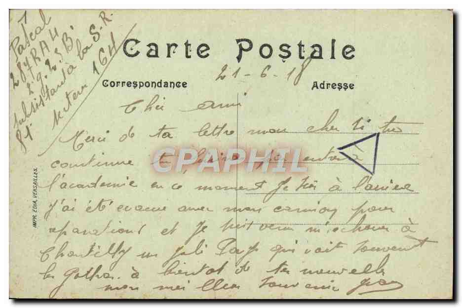 Chantilly — La Cascade du grand Canal — Éditeur : IMPR. EDA VERSAILLES, n° 189 — Verso