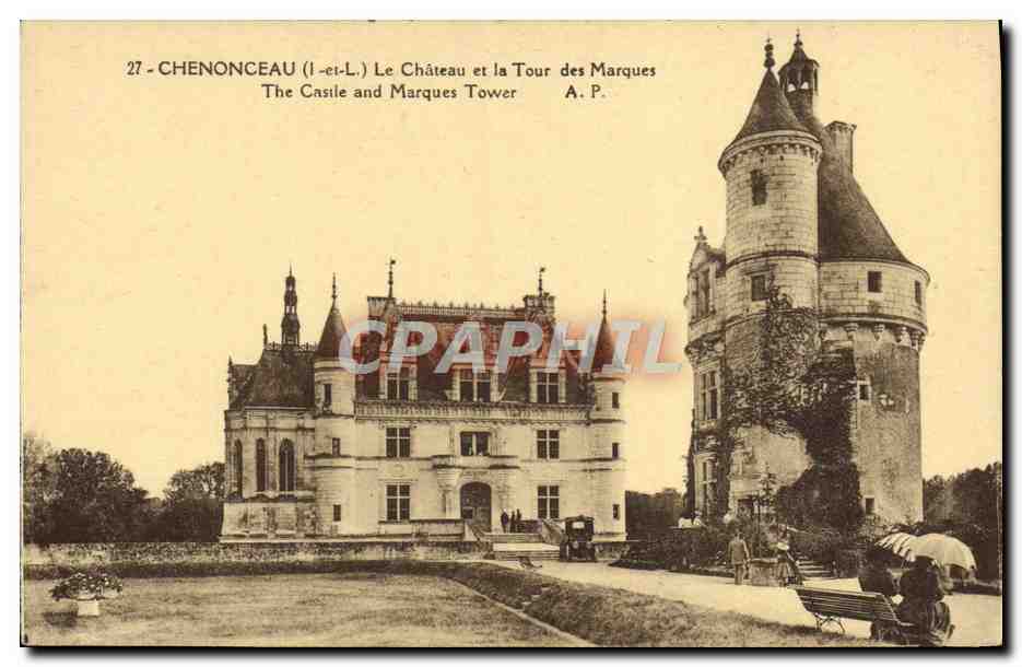 CPA Chenonceau Le Chateau et la tour des Marques