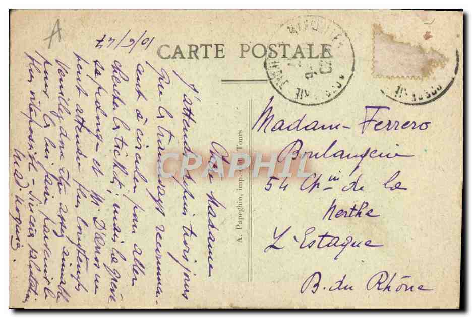 CPA Tours Hotel Gouin — Rückseite