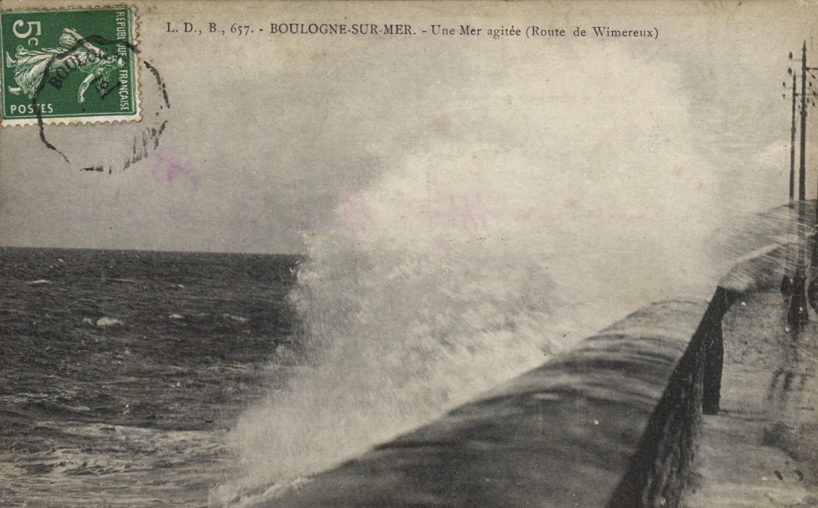 Boulogne-sur-Mer — Une Mer agitée (Route de Wimereux) — L.D., B., 657