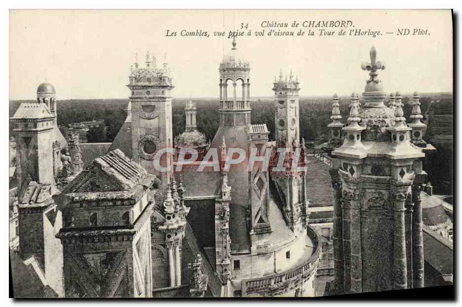 CPA Chateau De Chambord Les Combles Vue Prise a vol d'oiseau de la tour de l'hrologe