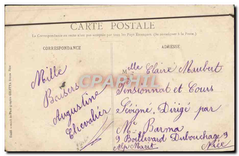 CPA Cannes Boulevard De La Croisette Et Le Mont Chevalier — Verso