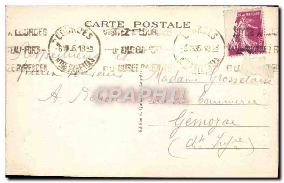 CPA Lourdes La Basilique Et La Grotte — Verso