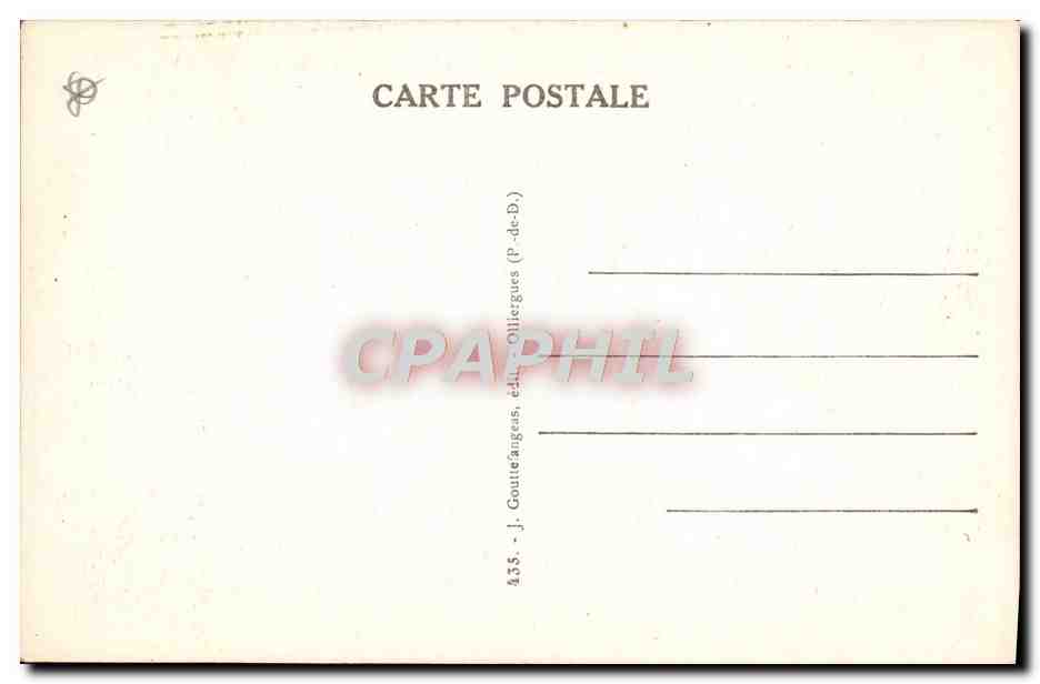 Rue pittoresque du Vieux Royat — L'Auvergne — éditeur J. Goultéanges, n° 435 — Verso