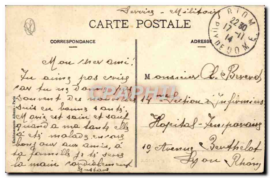 L'Auvergne pittoresque — Intérieur de l'Hôtel du Montat — E. A. — n° 932 — Riom — Reverso