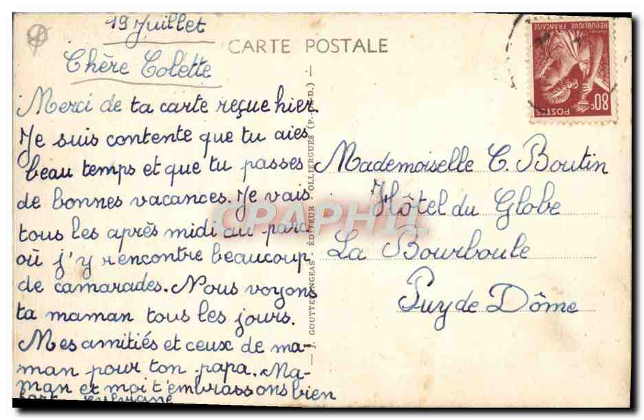 CPA L'Auvergne Le Puy De Dome — Rückseite
