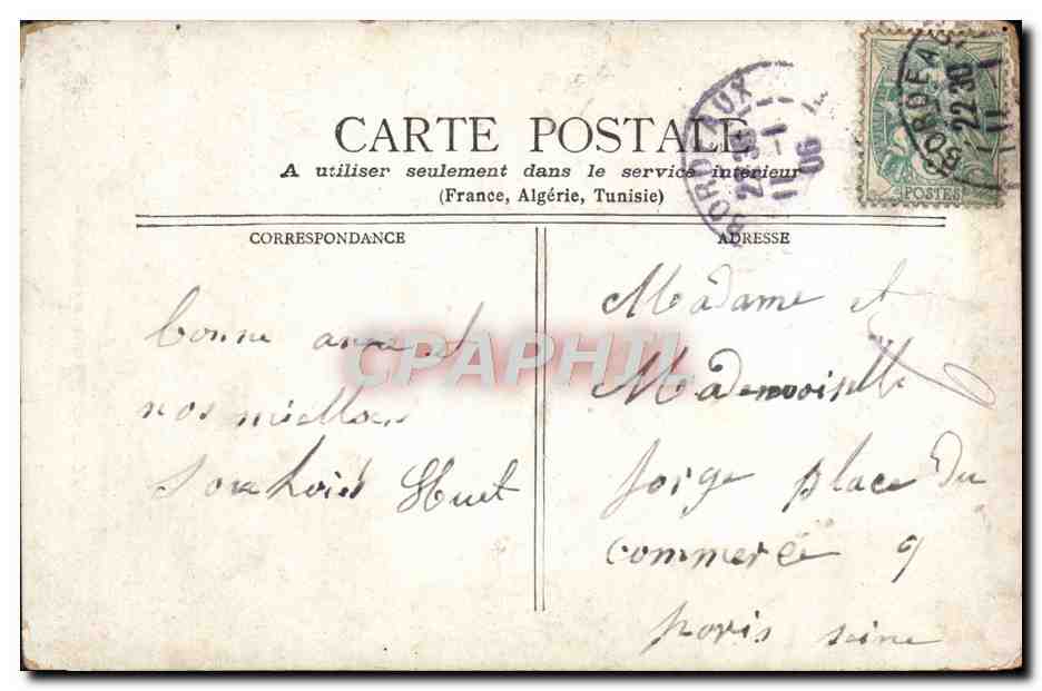 Bordeaux — Tour Saint-Michel — Éditeur : Stat. Bor. - Sér. 1900 — Verso