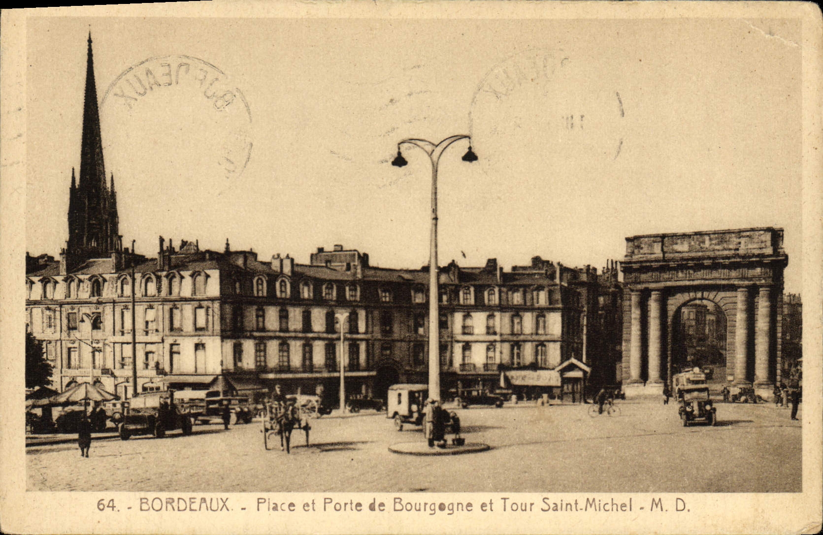 Bordeaux - Place et Porte de Bourgogne et Tour Saint-Michel - M. D.