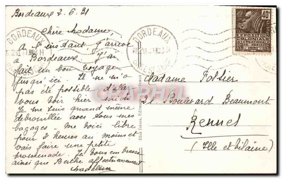 CPA Bordeaux La Cathedrale Et La Tour Pey Berland — Verso