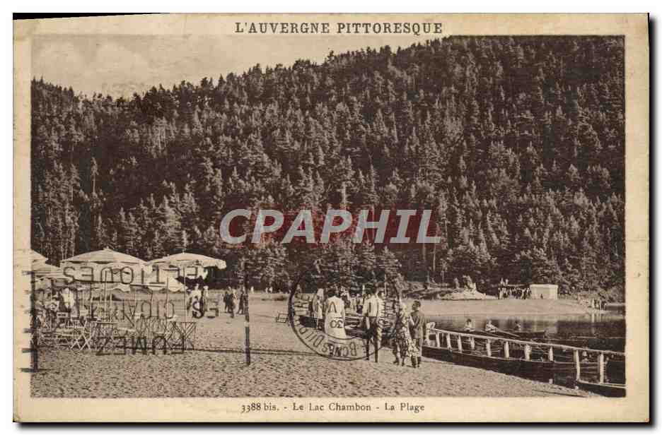 Le Lac Chambon - La Plage — L'Auvergne Pittoresque — Éd. La Cigogne, n° 3388 bis