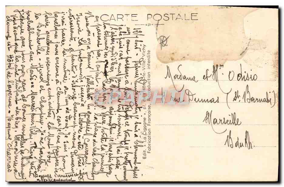 Le Lac Chambon - La Plage — L'Auvergne Pittoresque — Éd. La Cigogne, n° 3388 bis — Verso