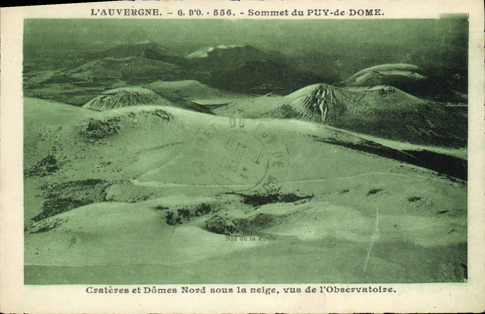Cratères et Dômes Nord sous la neige, vus de l'Observatoire — Sommet du Puy-de-Dôme — G.D'O. 556 — J. Gotttlangens, Ollingues (P.-de-D.)