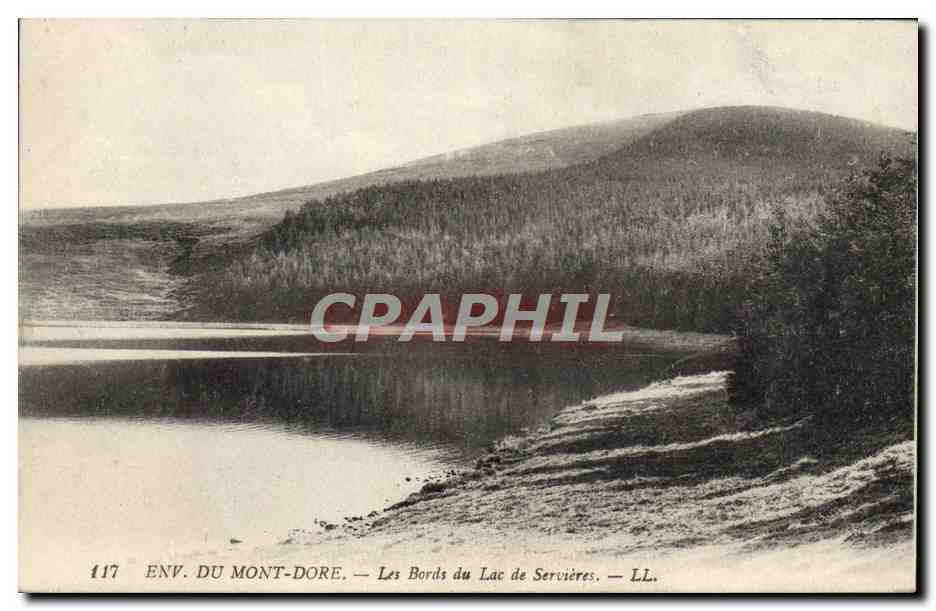 CPA L'Auvergne Pittoresque Environs du Mont Dore Les bords du lac de Servieres