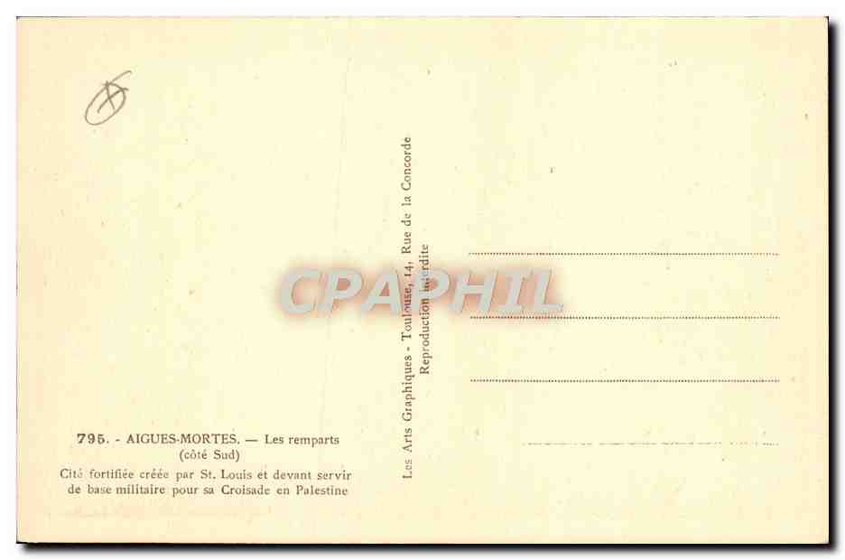 CPA Aigues Mortes Les Remparts — Rückseite